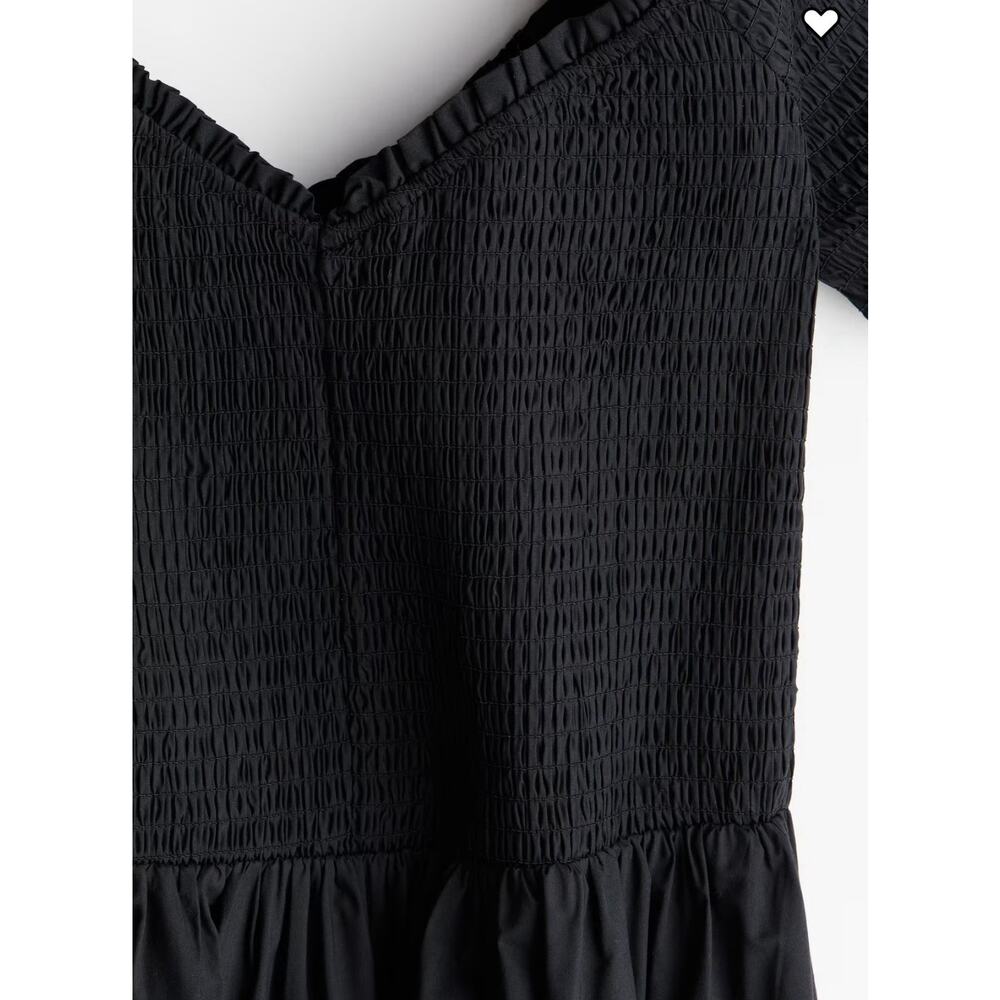H&M Women's Black Off-The Shoulder Smocked V-Neck Maxi Dress Size XS - Picture 4 of 5